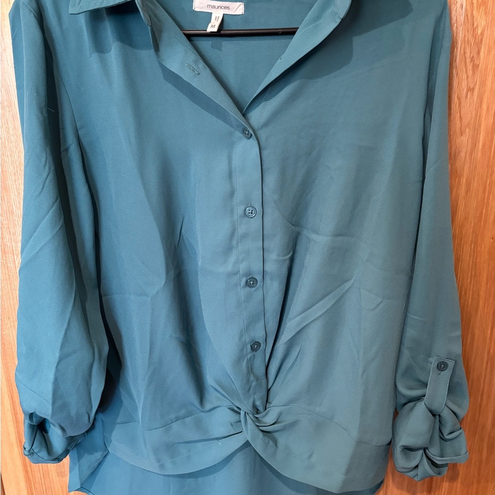 Maurices Teal Button-Up Women's Top